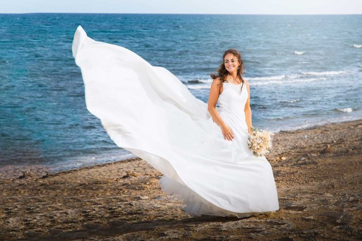 Vestido de la novia al viento