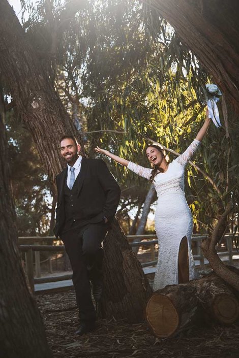 Novia celebrando